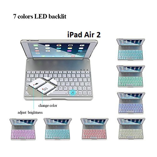 Bao da kiêm bàn phím bluetooth cho iPad Air 2 (Bạc) tặng cáp sạc iPhone