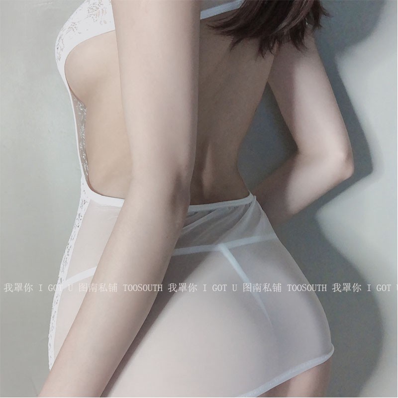 Set đầm sườn xám thiết kế hở lưng phối ren thời trang quyến rũ cho nữ