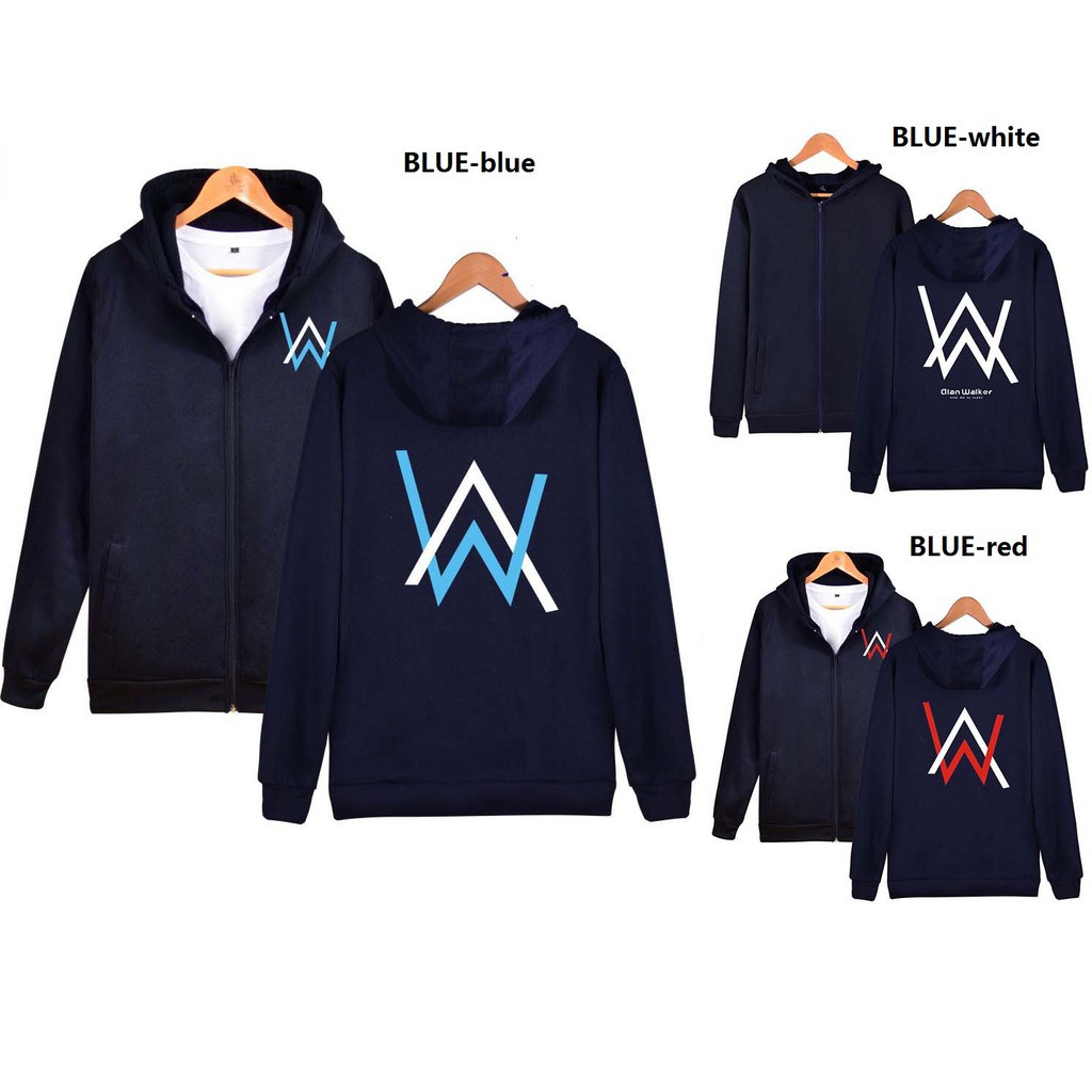 Áo Khoác Hoodie Khóa Kéo In Logo Alan Walker