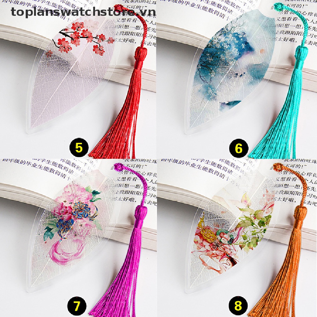 [toplanswatchstore] Bookmark Màu Hồng Hình Lá Cây Phong Cảnh Trái Tim Phong Cảnh Cổ Điển Cho Nữ
