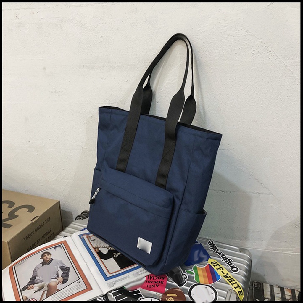 🥭 Neon074 Túi Tote Lớn Đơn giản Phong cách Unisex xách Thường ngày đeo vai sinh viên vải Oxford với túi