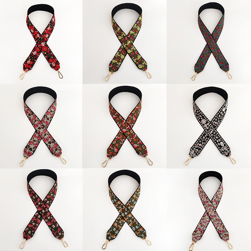 Dây đeo túi xách bản rộng thêu họa tiết nhiều màu sắc xinh xắn