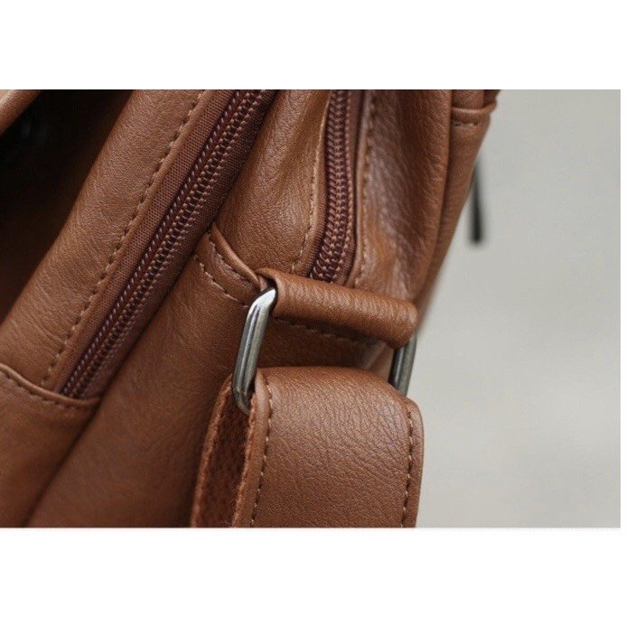 Túi đeo chéo da phổ thông kiểu trơn 2 pát hít Shalla G50 tặng móc khóa cao cấp