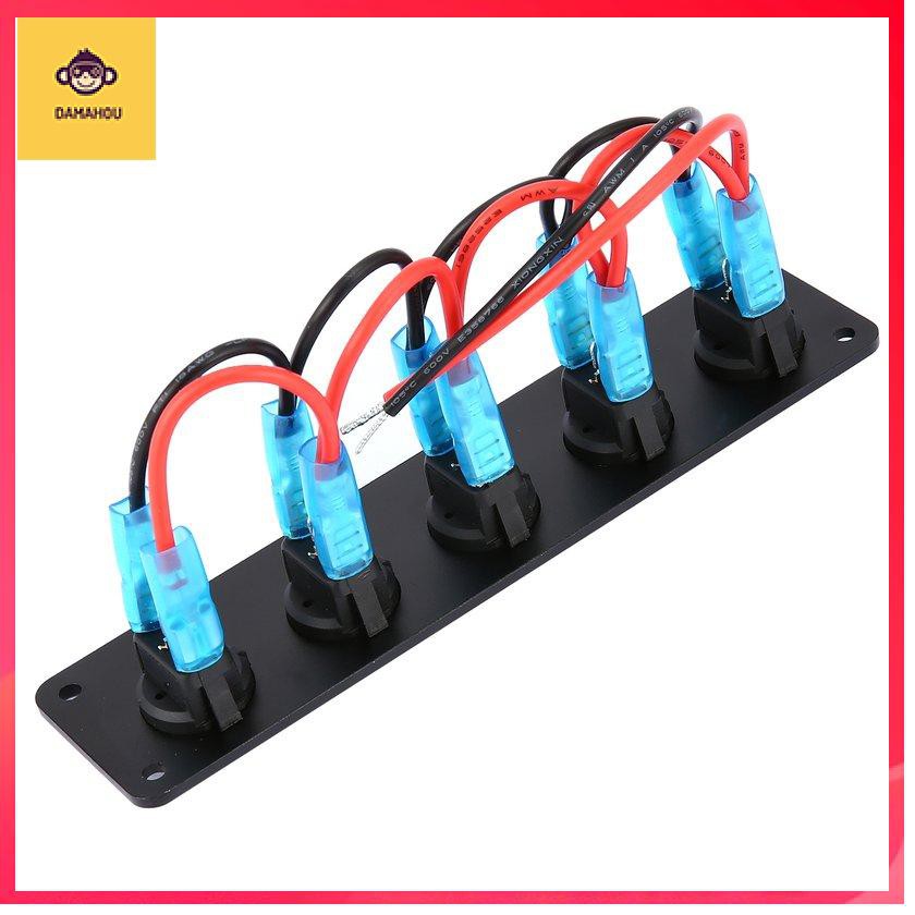 5 Gangs 12V ON / OFF Round Dash Rocker Chuyển đổi Bảng điều khiển Công tắc Đèn LED Xe hơi Hàng hải