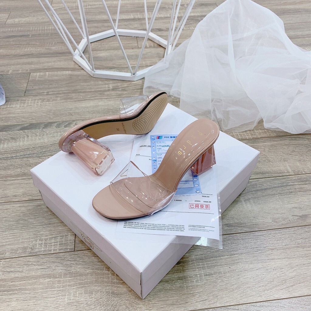 Guốc quai mica trơn gót pha cùng màu - 7P