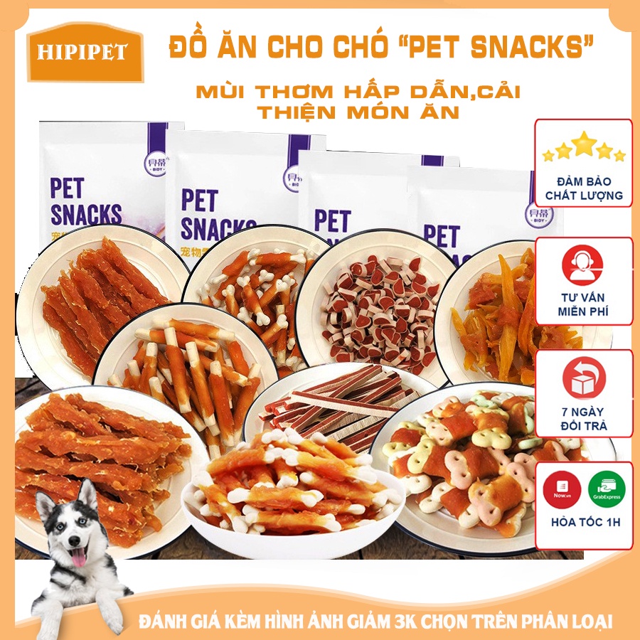 Đồ ăn cho chó PET SNACK nhiều vị gà ,bò , sushi món ăn vặt hấp dẫn thú cưng