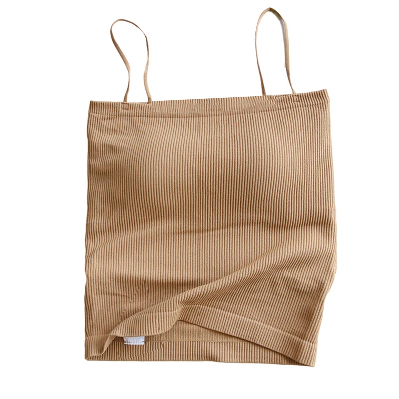 Áo Croptop Hai Dây Dệt Kim Mỏng Có Đệm Ngực Màu Trơn Thời Trang Mùa Hè Cho Nữ