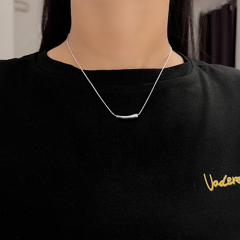 Vòng cổ Thép Titan Mặt Hình Quả Trứng Nhỏ Phong Cách hip hop Đơn Giản Thời Trang