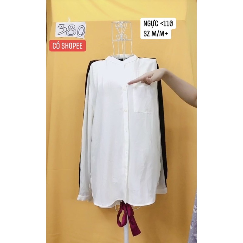 áo somi voan trắng viền đen.S380