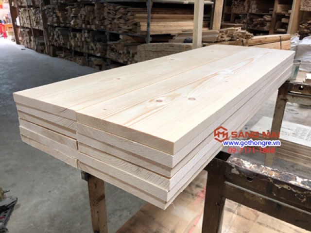 [MS33] Tấm gỗ thông mặt rộng 20cm x dày 2cm x dài 1m2 + láng nhẵn mịn 4 mặt