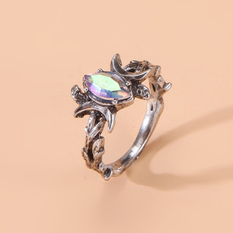 Nhẫn nữ mạ bạc mặt trăng đính đá Zircon
