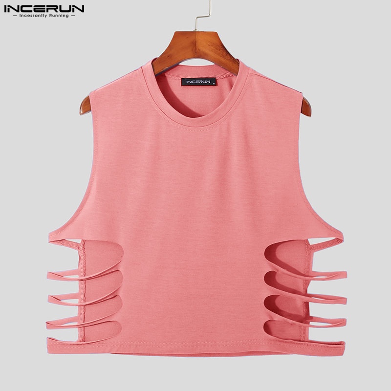 INCERUN Áo Tank Top Cổ Tròn Thiết Kế Hợp Thời Trang Cho Nam Có 3 Màu Lựa Chọn