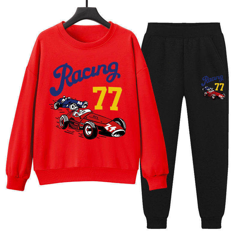 Set Áo Nỉ Dài Tay Cổ Tròn + Quần Dài Lưng Thun Thời Trang Cho Bé Trai