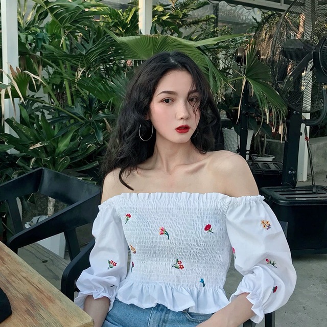 (Hàng sẵn) Áo trễ vai hoa nhí thun ngực mẫu Zara (có ảnh thật) | BigBuy360 - bigbuy360.vn