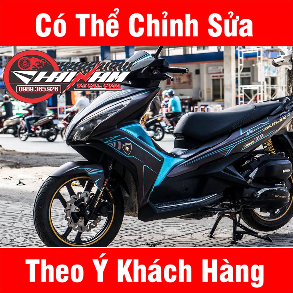 Tem Trùm Air Blade Đen CHỉ Xanh