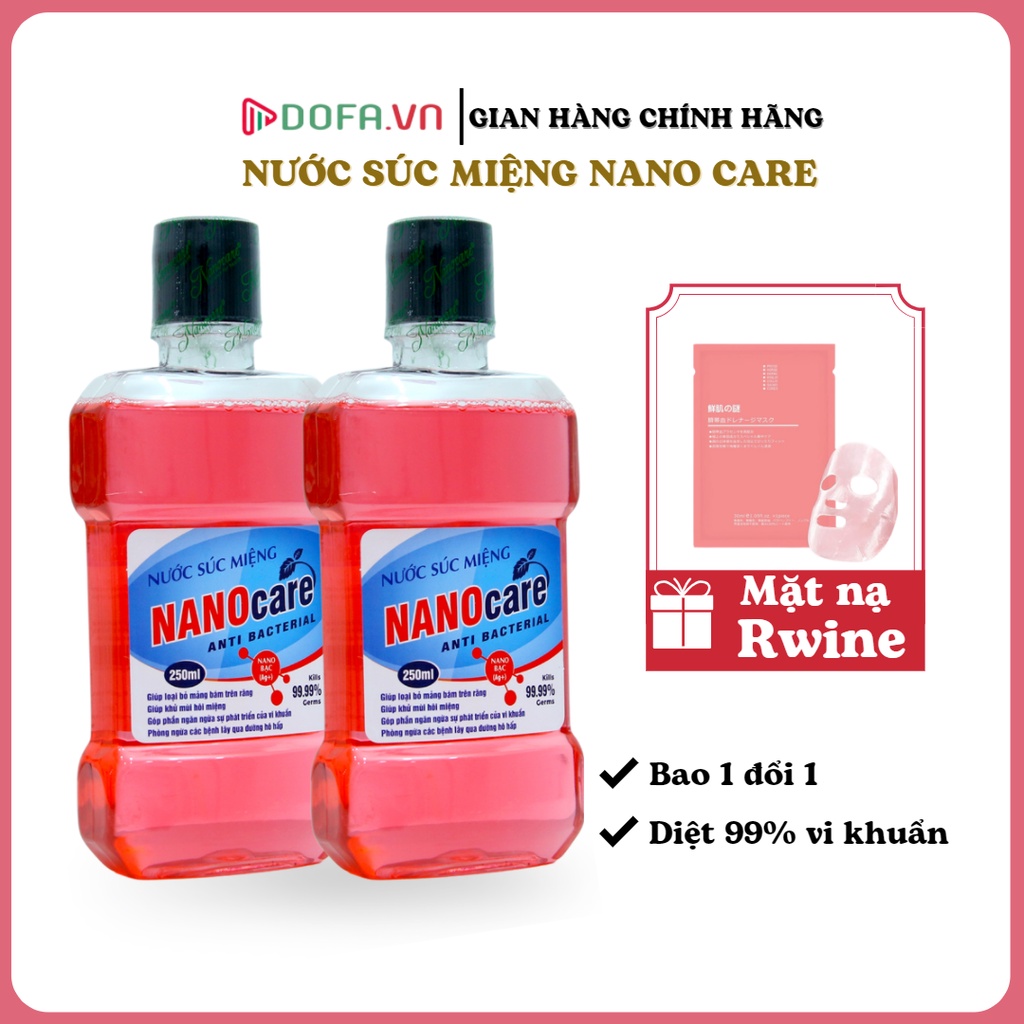 Combo 2 Chai Nước Súc Miệng NANOCARE 250Ml , Khử Mùi Hôi Miệng , Đánh Bay Vi Khuẩn Đem Lại Hơi Thở Thơm Mát, Tặng Nạ