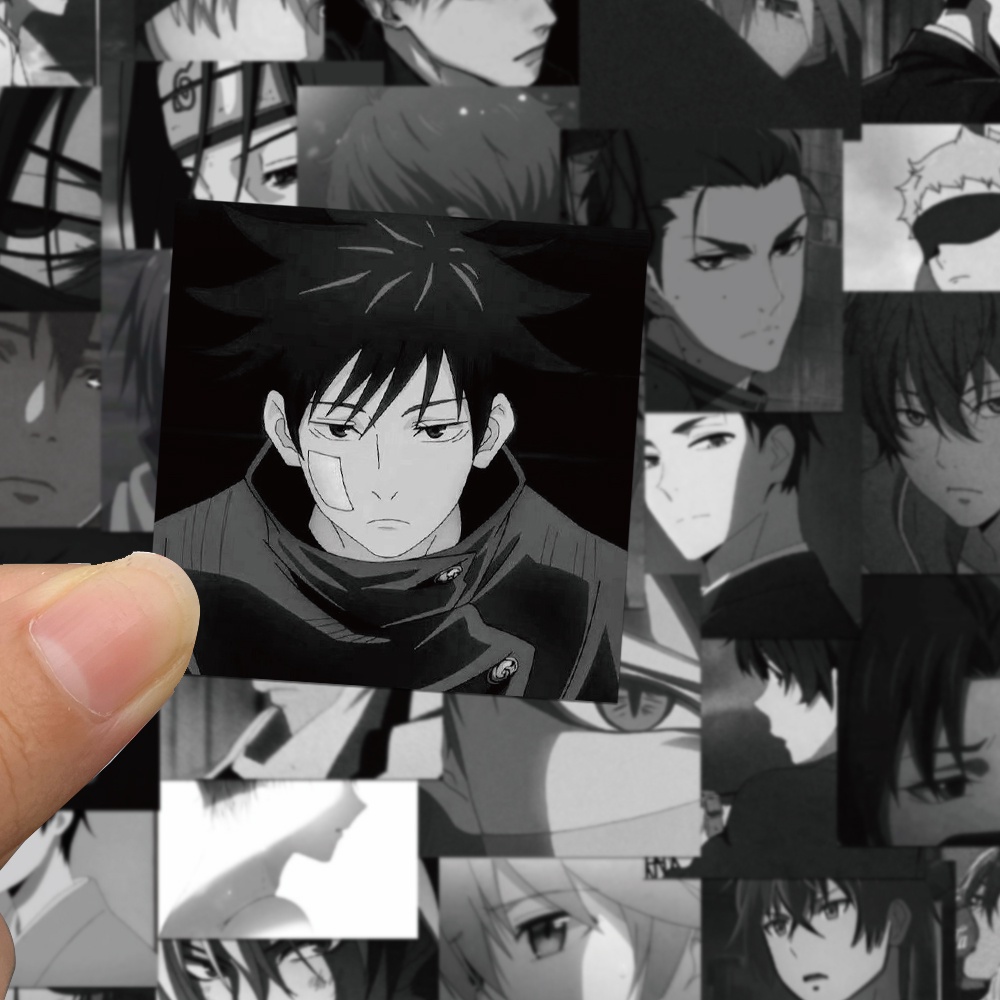 56 Sticker Chống Thấm Nước Họa Tiết Hoạt Hình Anime Màu Trắng Đen Trang Trí Sổ Tay/Điện Thoại