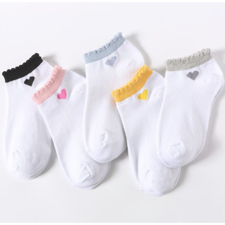 Set 10 Đôi Tất Vớ Nữ Phối Tim cổ bèo như hình