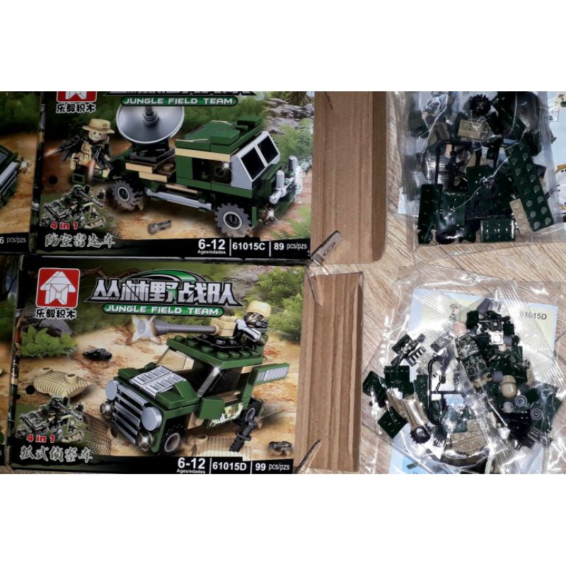 Lắp ráp 1 hộp Lego_Biệt đội rừng xanh 61015 có nhiều chi tiết bằng nhựa