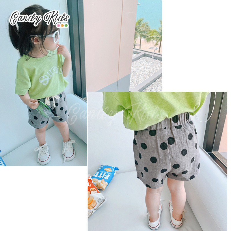 Quần Đùi Thể Thao Chất Liệu Cotton Hoa Văn Chấm Bi Giản Dị Thời Trang Dành Cho Bé Gái 2-8 Tuổi
