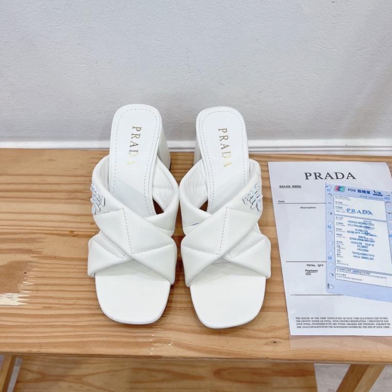 Guốc Prada Quai Chéo 2 Màu Trắng Đen Full Size 35-39