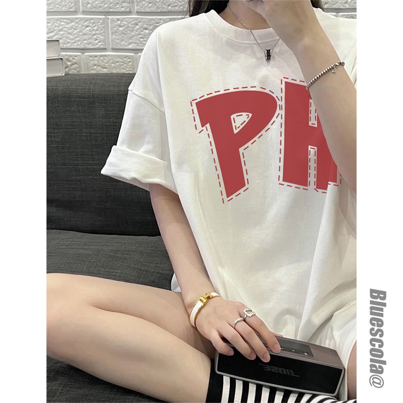 NRVP Áo Thun Nữ Oversize Cổ Tròn Thời Trang Hàn Quốc