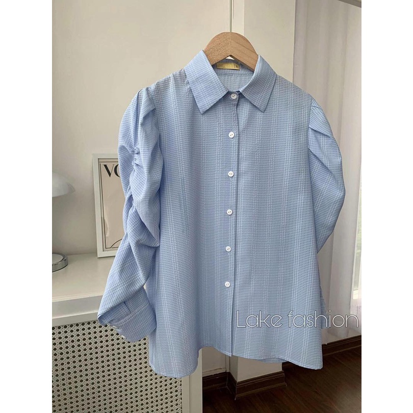Áo kiểu, áo sơ mi nữ công sở phối nhúm tay Lake Fashion
