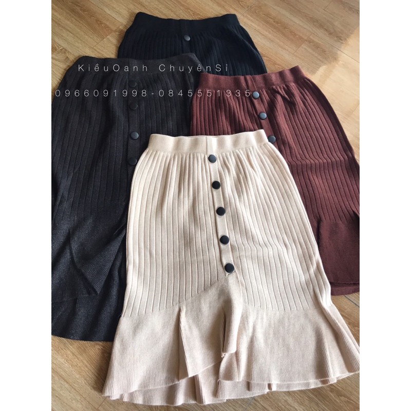 Chân váy len dáng dài đuôi cá lệch đính khuy QC | BigBuy360 - bigbuy360.vn