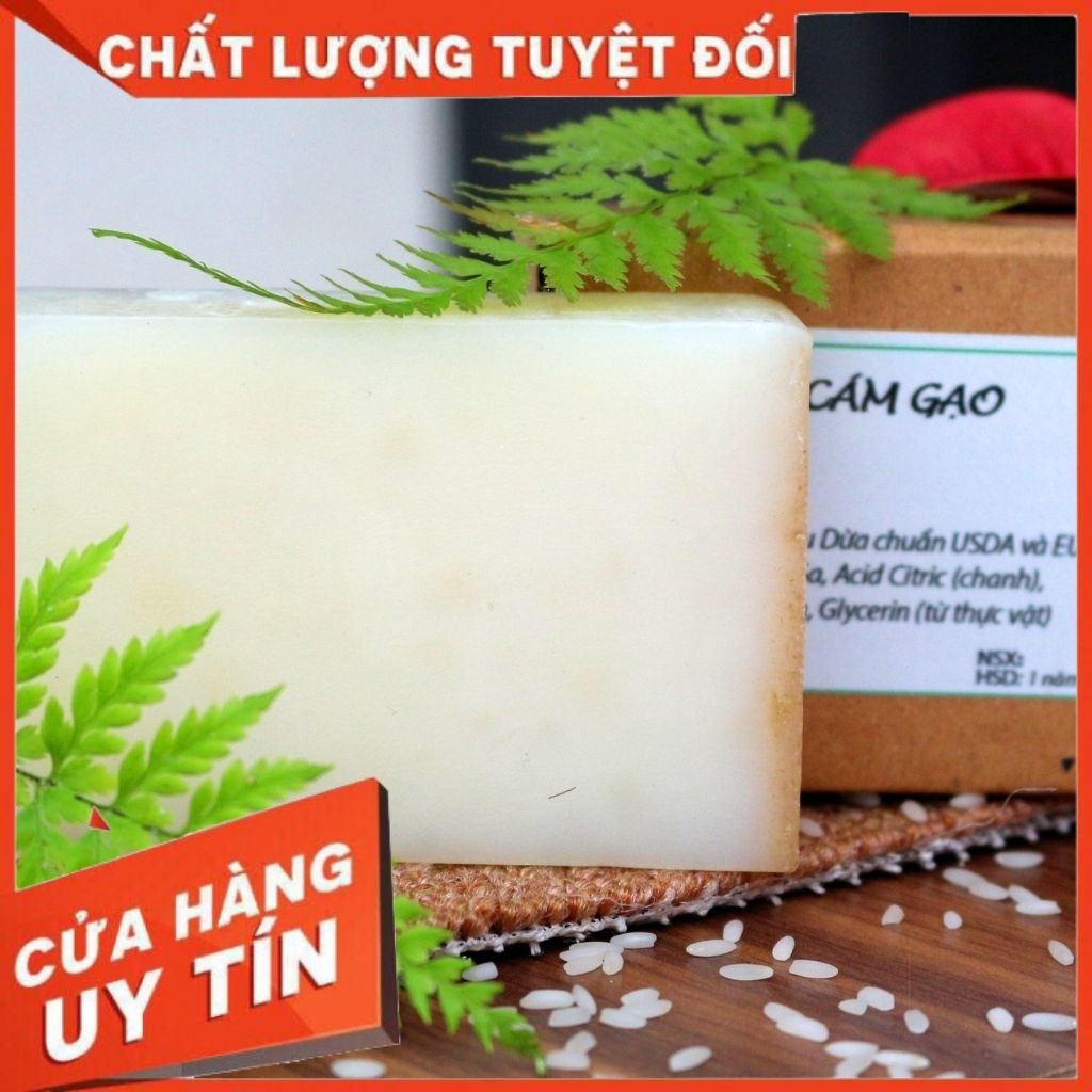 Xà Bông Cám Gạo Thiên Nhiên Sinh Dược (100gr)-Xà Phòng Làm Tẩy Da Chết Nhẹ, Sáng Da Tự Nhiên ( Tặng 1 Túi Lưới Tạo Bọt)