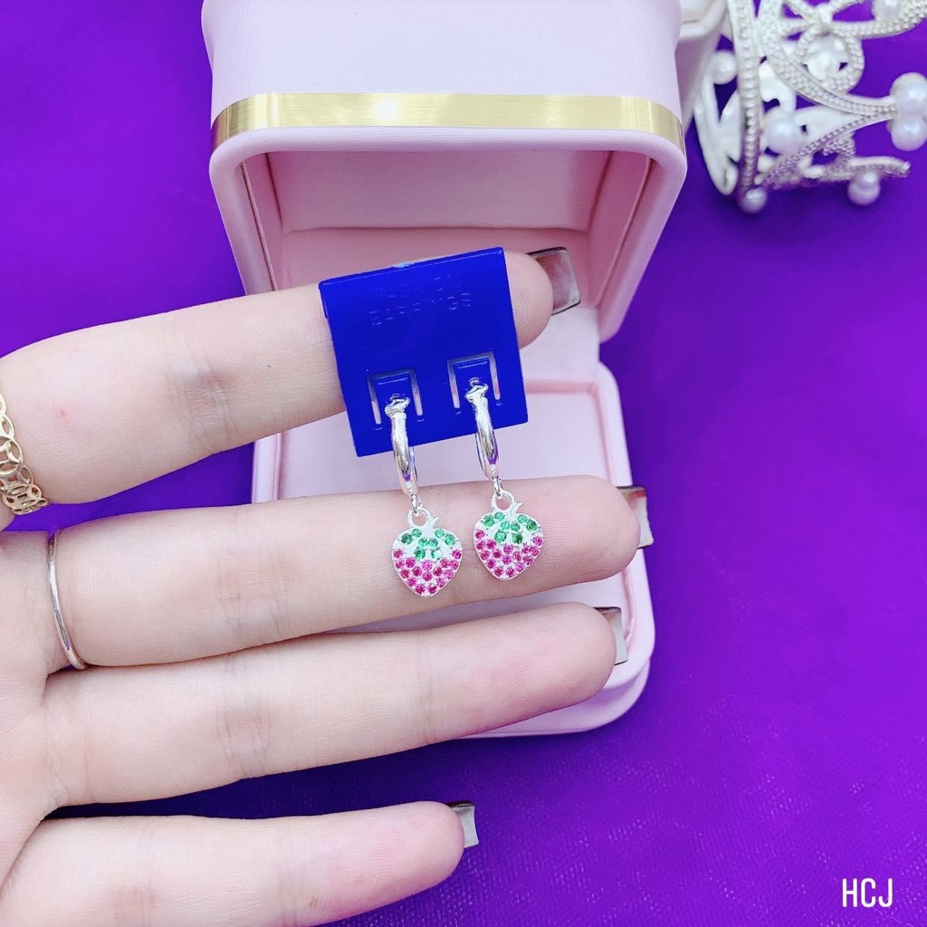 BÔNG TAI DÂU TÂY CHO BÉ XINH XẮN LINH MIU SILVER