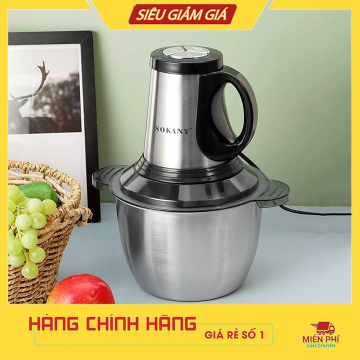 Máy xay thịt inox 304 Dung tích 3L - 4 lưỡi dao 3 tốc độ - Xay thịt, xay tỏi ớt, xay rau củ quả