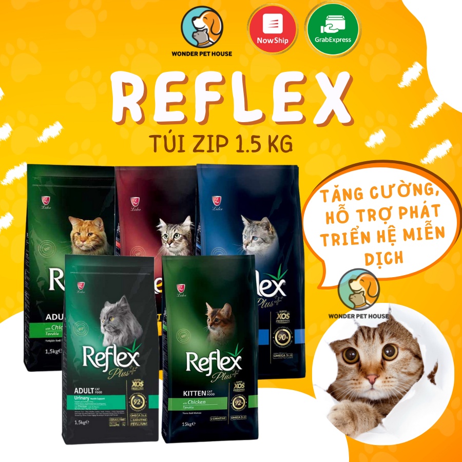 Thức ăn mèo Hạt Reflex PLUS 1.5kg, cho mèo con và lớn cao cấp - Thổ Nhĩ Kỳ Wonder Pet House
