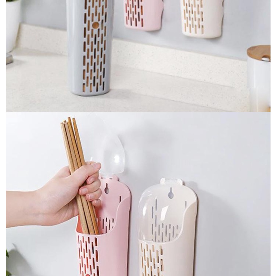 Ống Đựng Đũa Dán Tường Có Nắp Đậy