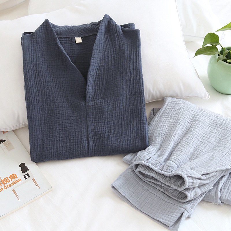 Bộ Đồ Ngủ Pijama cotton Tay Dài Phong Cách Nhật Bản Mới Cho Nam