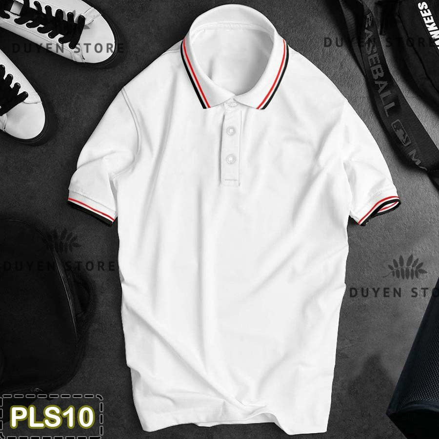 Áo Polo Nam cổ bẻ 3 Sọc thun basic cộc tay vải cá sấu POLY Thái phong cách trẻ trung chuẩn form nhiều màu (Size S - 3XL)
