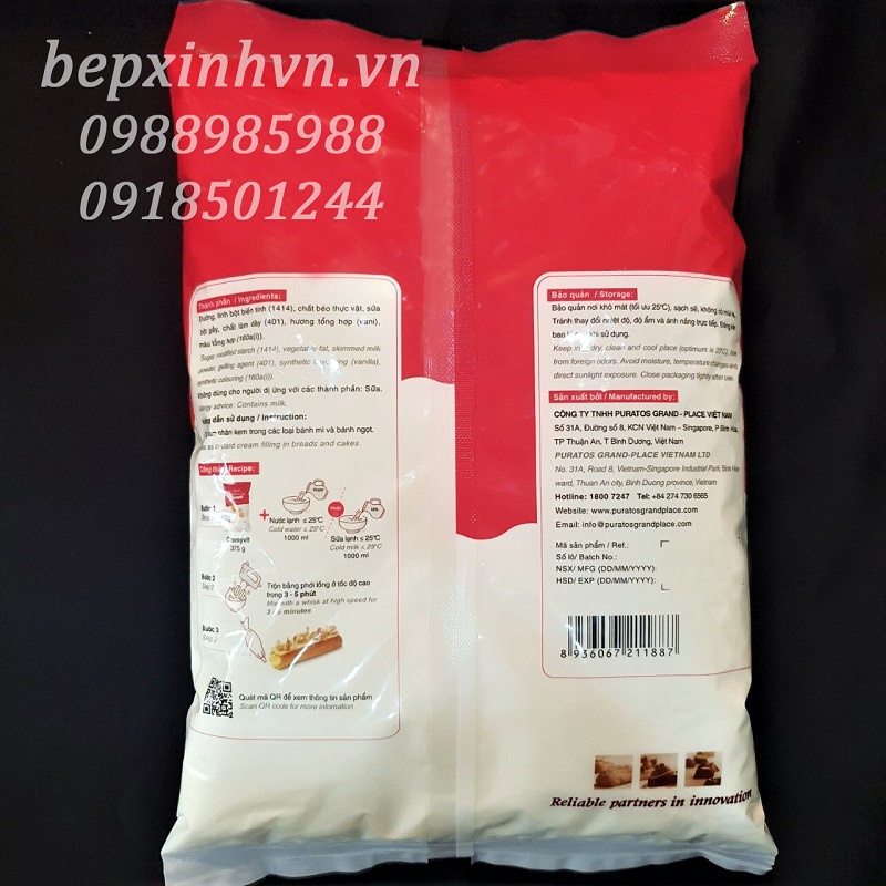 Bột nhân kem su Puratos Cremyvit