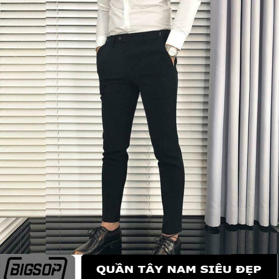 Quần tây âu BIGSOP màu đen, ống côn, dáng Hàn | BigBuy360 - bigbuy360.vn