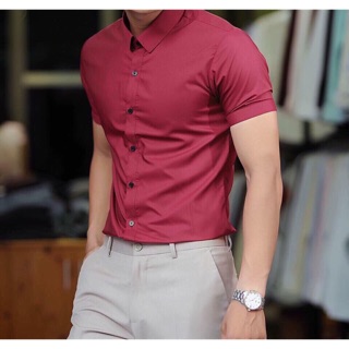 Áo sơ mi nam cộc tay trơn lụa thoáng mát đẳng cấp nhiều màu