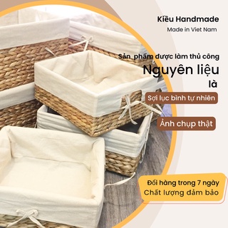 Khay đựng đồ lục bình có vải lót - ảnh thật - hàng có sẵn