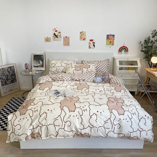 Ga Trải Giường(Hình Thật) Cotton Chần Bông Gấu Trắng Nâu M2*2M-M4*2M- M6*2M-M8*2M