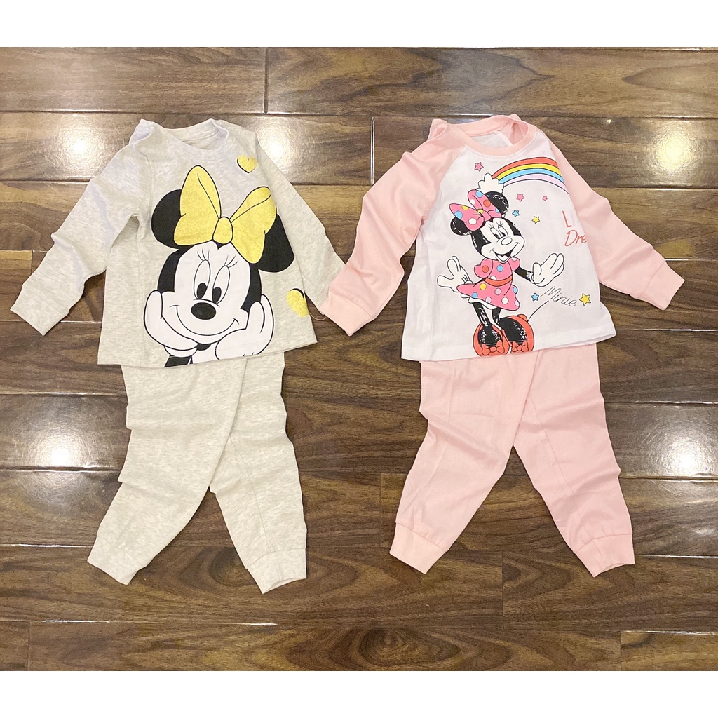 Bộ cotton bé gái H&M họa tiết Minnie - hàng xuất xịn