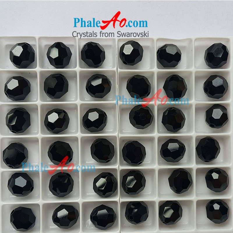 Chuỗi mân côi pha lê Áo Swarovski rosary crystal hạt tròn màu đen 8ly jet 280 , xích tặng đơ gắn hạt, khóa bạc 925 - NVJ