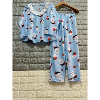Đồ bộ lanh (tole) mặc nhà nữ SHOP5SAO quần dài áo babydoll (40-64kg)
