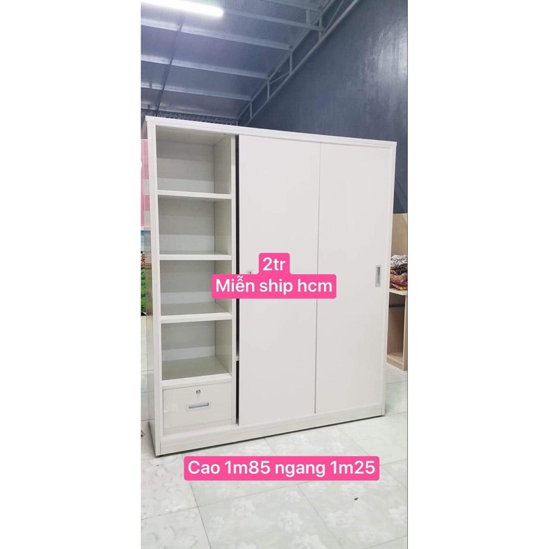 Tủ nhựa đài loan 3 cánh lùa 1m85x1m25