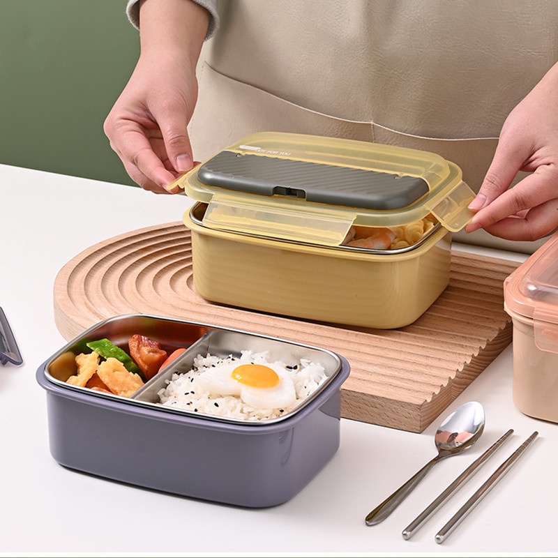 Hộp cơm văn phòng Chất Liệu Thép Không Gỉ Có Thể Bỏ Lò Vi Sóng 850ML