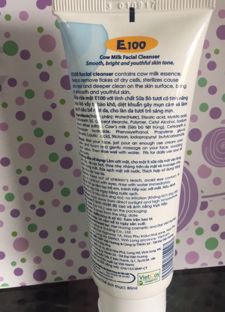 Sữa rửa mặt E100 tinh chất sữa bò tuýp 80ml | BigBuy360 - bigbuy360.vn