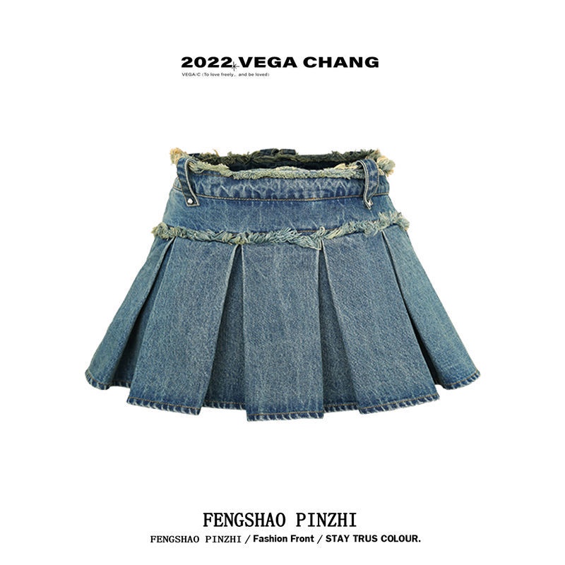 Bán Chạy!F &amp; X Quần Short Denim Xếp Ly Viền Xếp Ly Cá Tính Thời Trang Mùa Hè Hàn Quốc Ngọt Ngào Cho Nữ