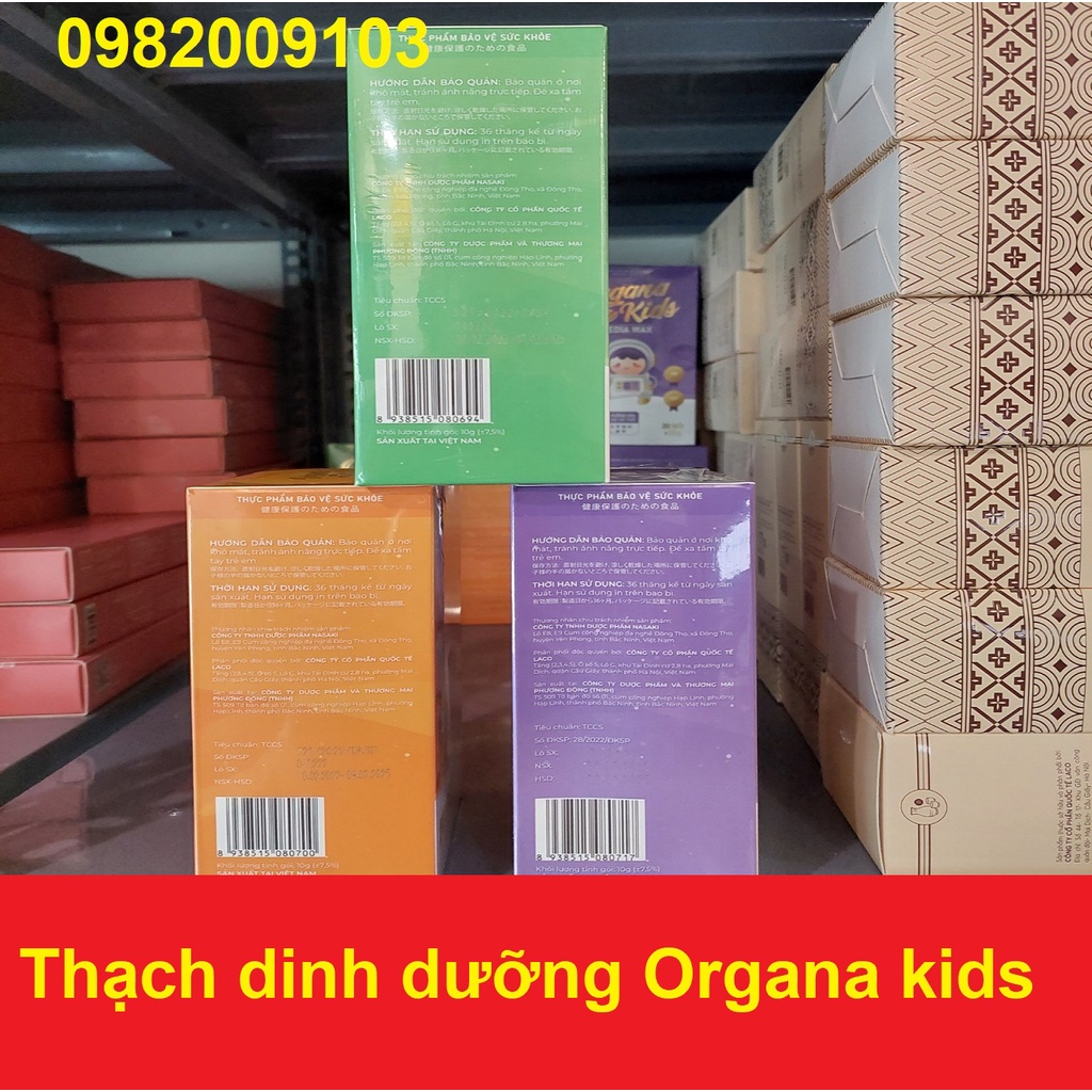 thạch dinh dưỡng organa kids nutri green laco hỗ trợ giúp ăn ngon cao lớn giảm mệt mỏi do kém ăn chậm lớn