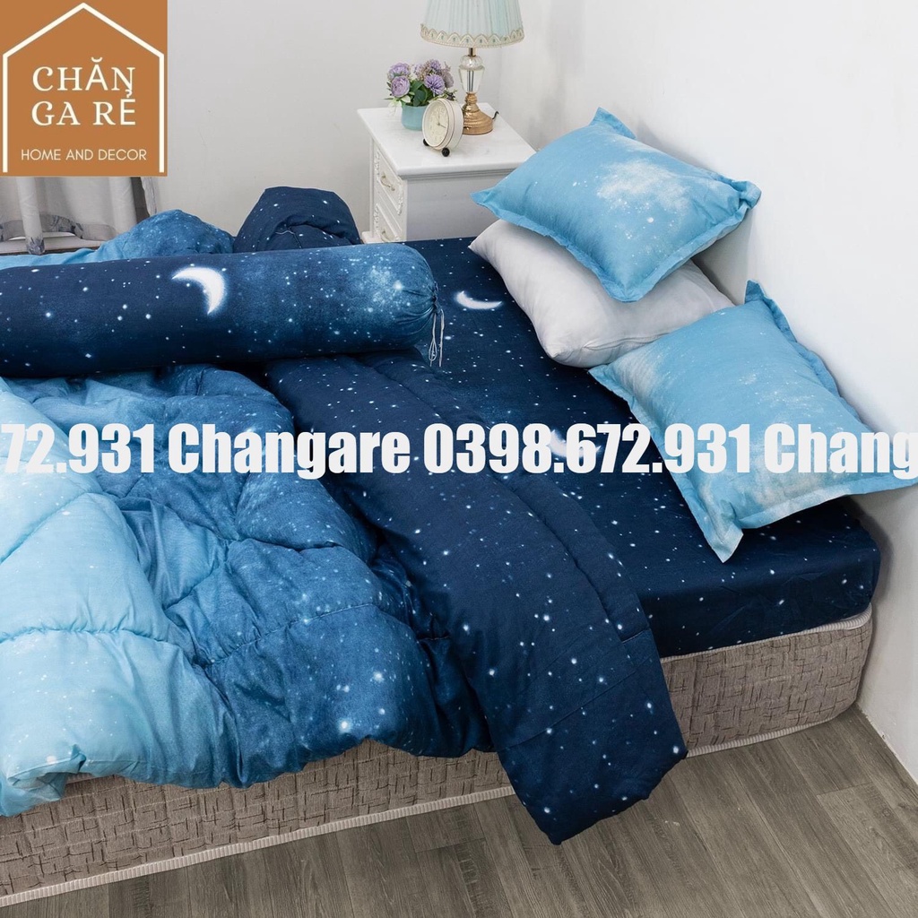 Bộ chăn ga gối cotton poly màn đêm siêu đẹp phong cách Hàn Quốc đủ kích thước m6 m8 2m2