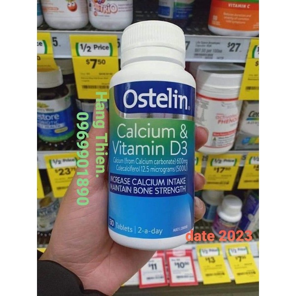 (Đủ bill) Viên bs canxi Ostelin Calcium &amp; Vitamin D3 130 viên